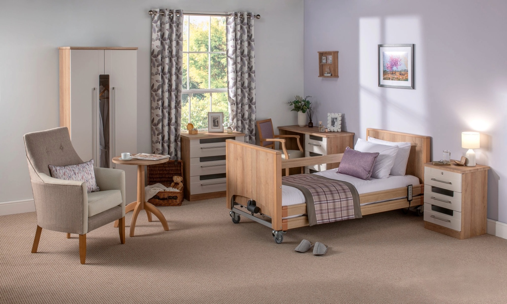 Barley bedroom range in a care home room set